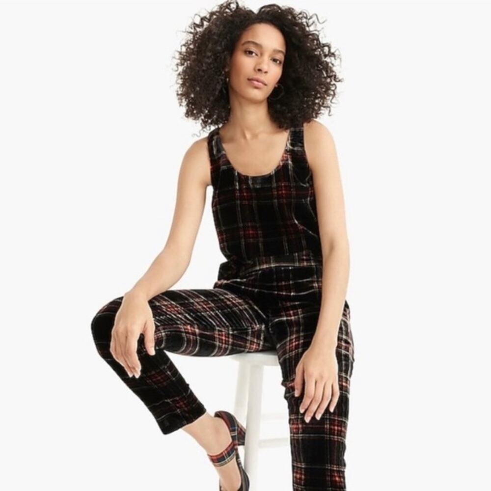 NWT J. Crew Velvet Stewart Plaid Tank Top Holiday Stewart Tartan Shell 24 / 3X